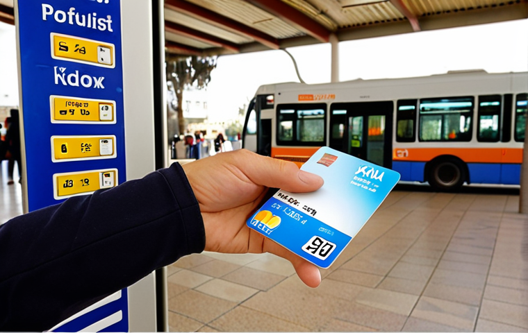 **

Prompt: A tourist holding a Rav-Kav card at a central bus station in Israel, with a recharge kiosk in the background. Focus on ease of use and convenience.

**