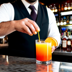 A Sabra Liqueur Cocktail Preparation**

"A bartender in a modern, upscale bar preparing a 'Sabra Sunrise' cocktail, appropriate attire, fully clothed, focus on the vibrant colors of the drink, orange juice cascading into the glass, grenadine sinking to the bottom creating a sunrise effect, safe for work, perfect anatomy (of the bartender's hands), natural proportions, professional bar setting, high quality, well-lit"

**