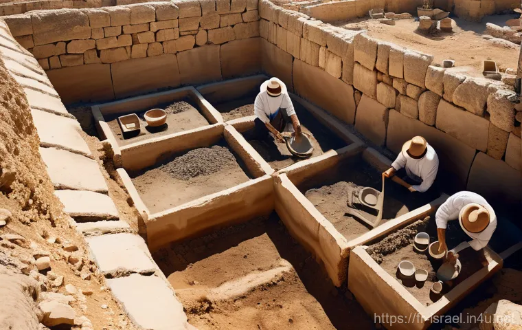 이스라엘 고고학의 세계적 중요성 - **Prompt:** "A vibrant, hyper-realistic image of an archaeological team meticulously excavating a de...