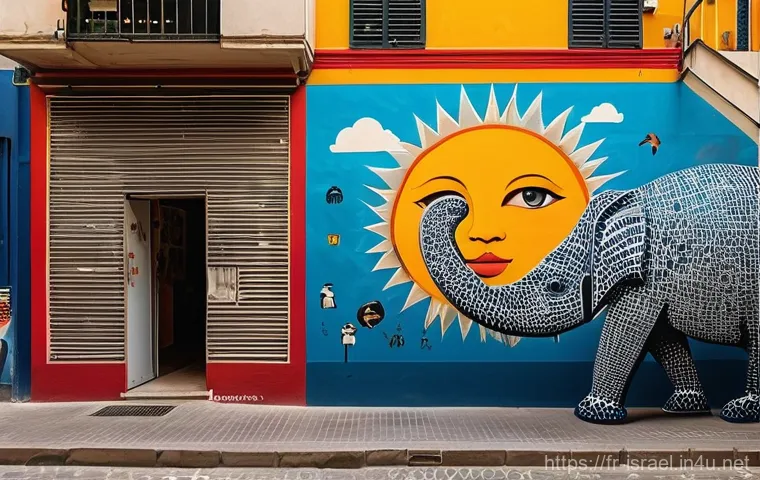 이스라엘의 문화 예술과 지역 특색 - **A vibrant street art scene in Tel Aviv's Florentin neighborhood.** The image captures a lively, su...