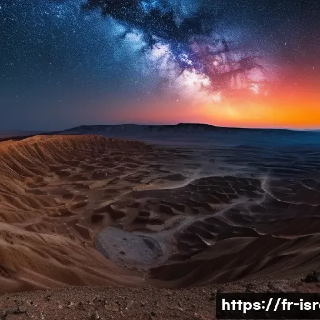 이스라엘에서 할 수 있는 모험 여행 - **Negev Desert Sunset & Starry Night Transition:**
"A wide, cinematic shot capturing the magical...