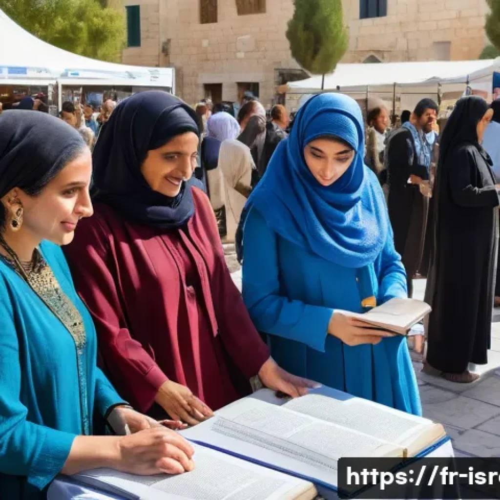 이스라엘의 현대 문학 - A vibrant contemporary Israeli literary festival scene in Jerusalem, featuring diverse authors inclu...
