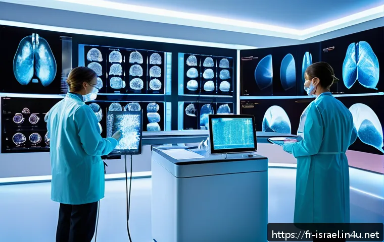 이스라엘의 의료기술 혁신 - A futuristic medical laboratory scene in France showcasing advanced artificial intelligence algorith...